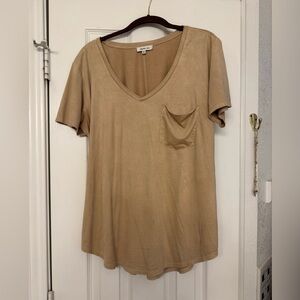 Another Love Tan Short Sleeve V-Neck Tee